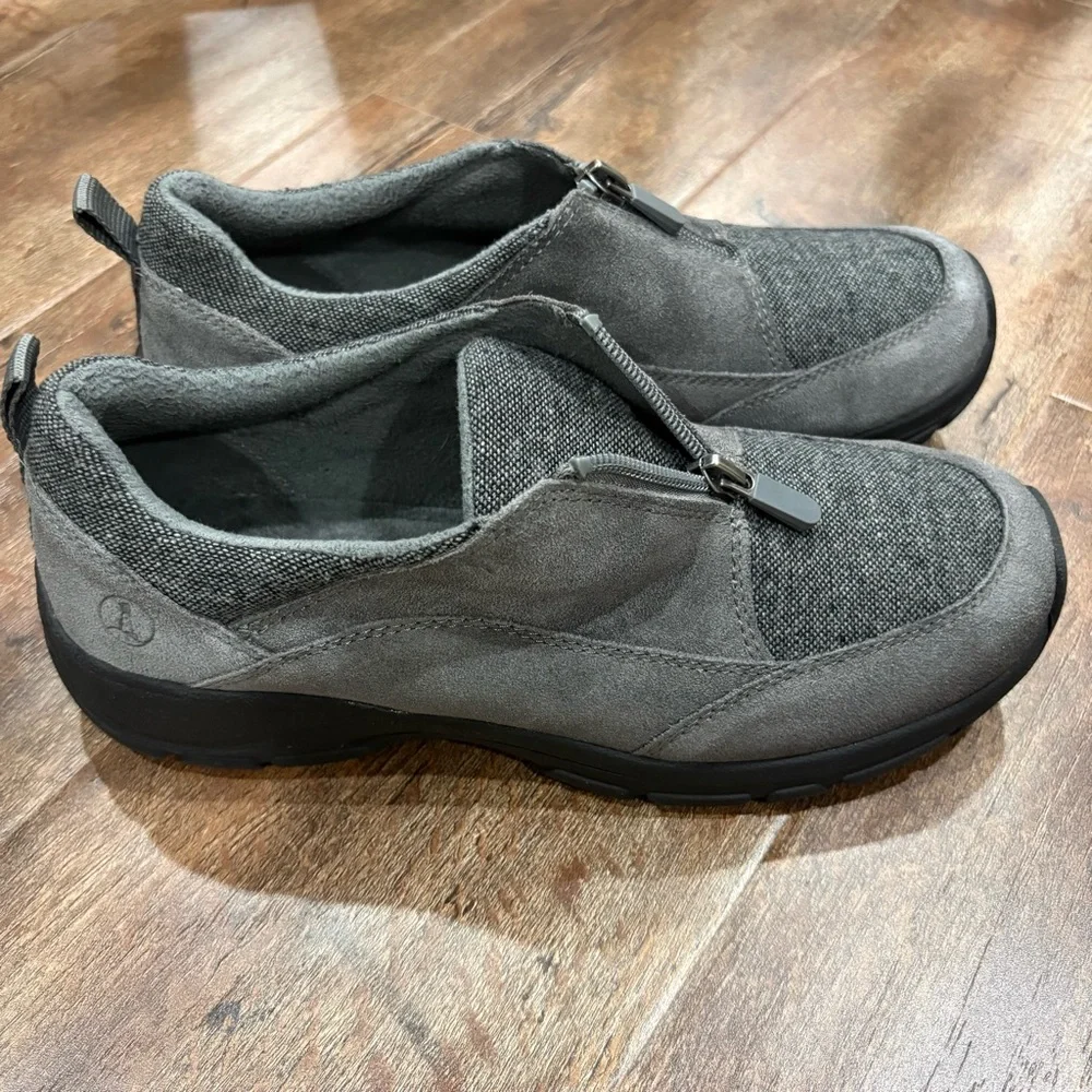 Lands'‎ End Women's Gray Zip-Front Slip-On Comfort Walking Shoes